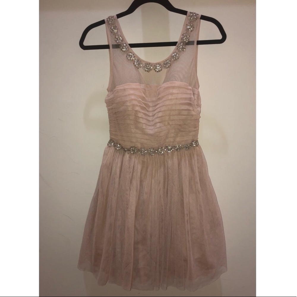Peach Tulle & Stud Semiformal Dress